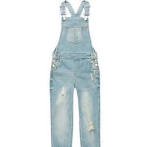 Light wash denim overalls